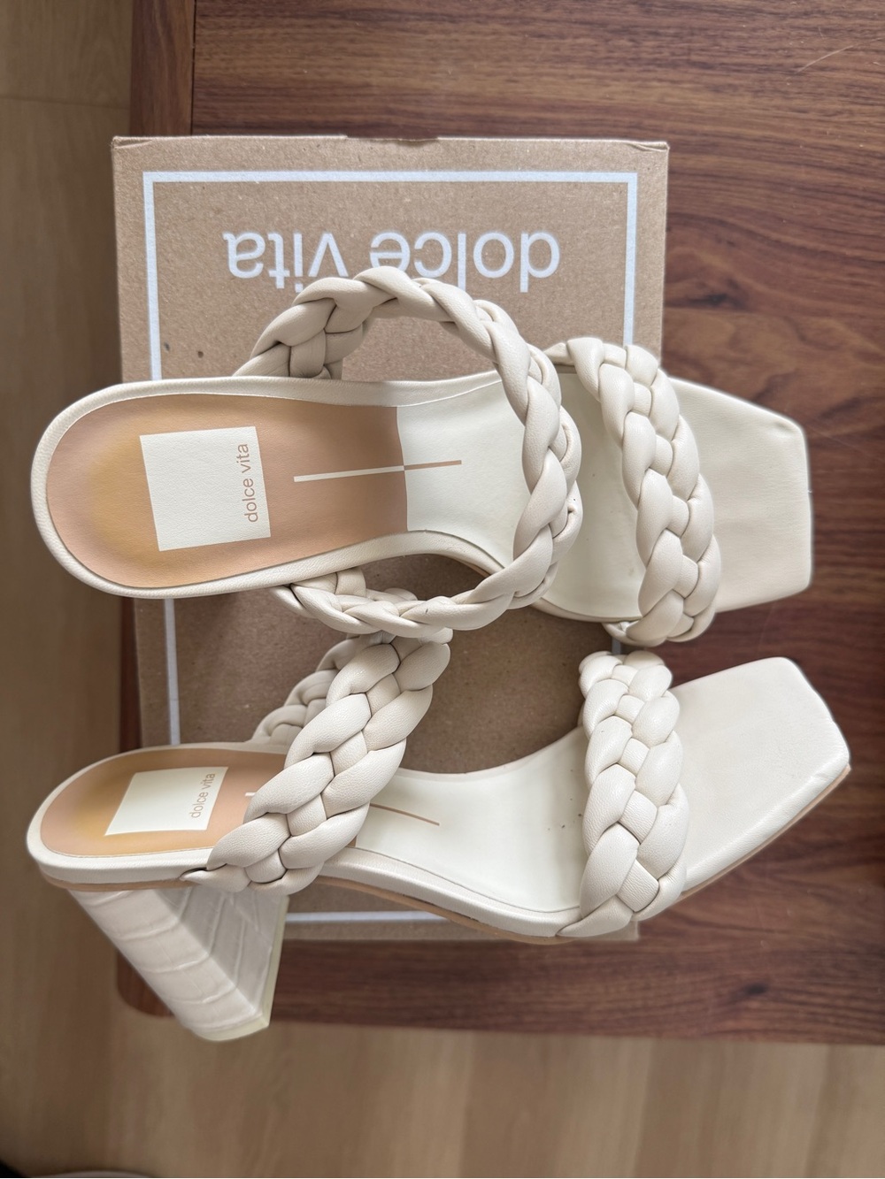 Dolce Vita Paily Braided Cream Block Heel Sandals